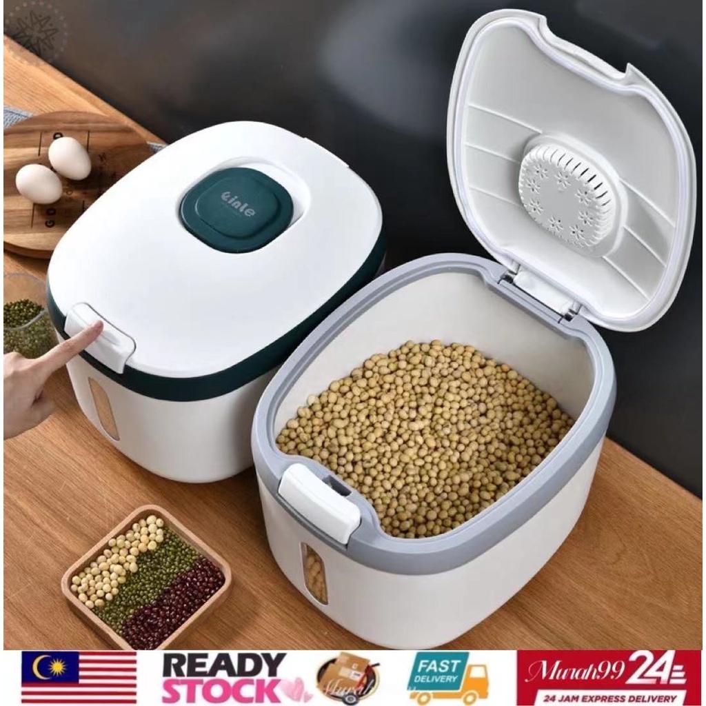 MURAH99  Bekas Beras  10KG Moden Storage Rice Container Storage Rice Box Food Storage Viral Kitchen Storage防虫米桶