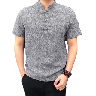 Men Summer Retro Short Sleeve Loose Fit Chinese Traditional Shirt