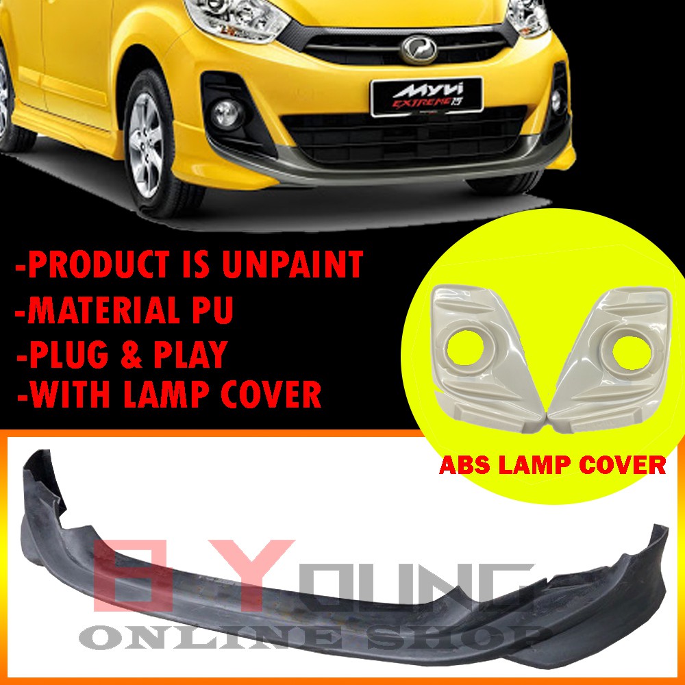 Perodua Myvi Lagi Best New Myvi 1 5 Se 2011 2014 Front Skirt Lip With Lamp Cover Extreme Oem Polyurethane Pu Skir Shopee Malaysia