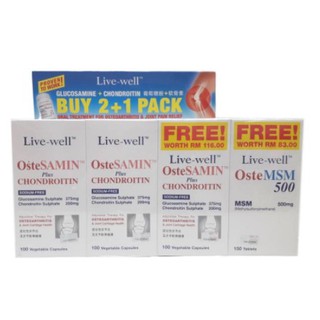 Live-Well Ostesamin Plus Chondroitin 100'S OR 100'SX3 + Ostemsm 150'SX1