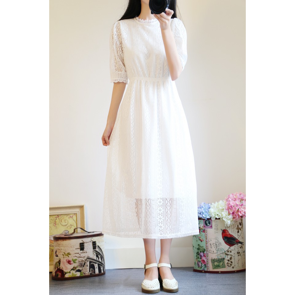 korean style white dress