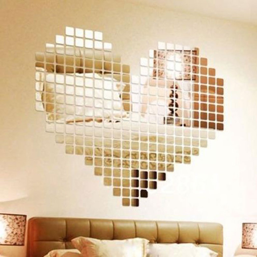 Mirror Tile Wall Stickers 3D DIY Art  Decal Mosaic Home Room Mural Decal