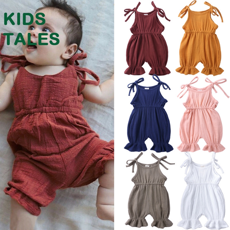 Summer Jumpsuits Toddler Kid Baby Girls Sleeveless Solid Romper Jumpsuit Pants Outfit 