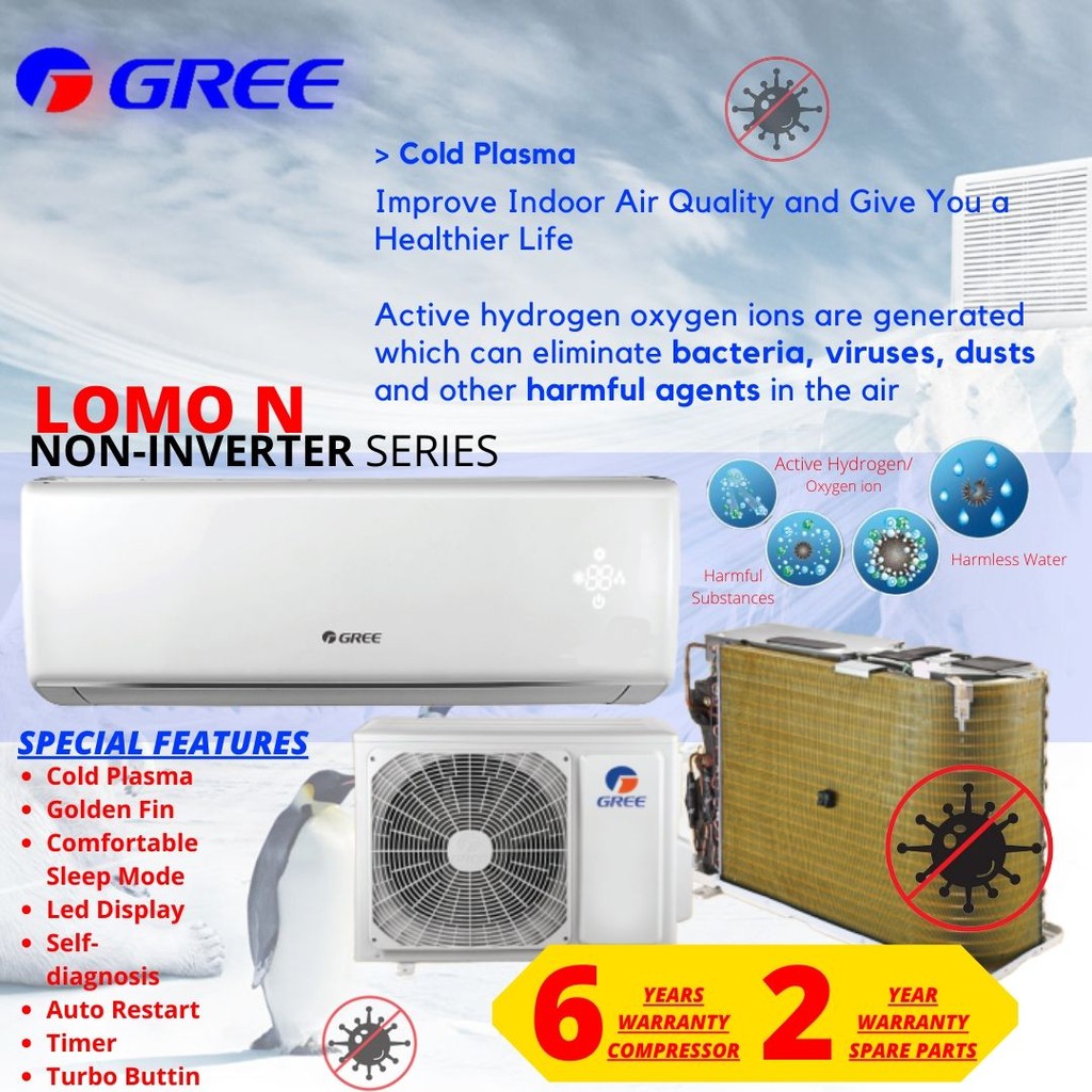 New Gree 1HP / 1.5HP / 2HP Golden Fin Air Conditioner Include