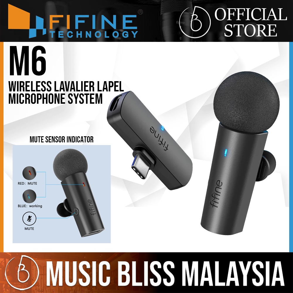 FIFINE M6 Wireless Lavalier Lapel Microphone System for Phones/Tablets ...