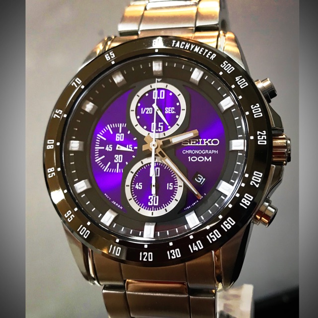 Seiko Criteria Men SNDF59P1 Purple Dial Chronograph Watch | Shopee Malaysia
