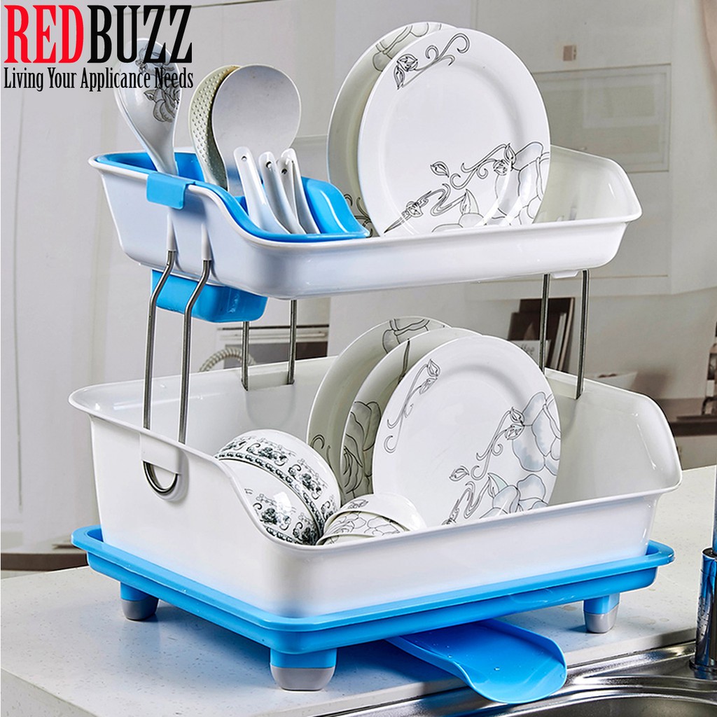 REDBUZZ Multipurpose 2 Layer Dish Rack Dish Storage Rak Pinggan