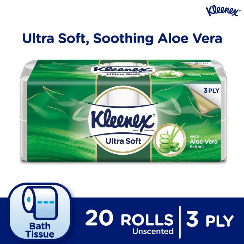 Kleenex Bath Tissue Roll Toilet Roll Clean Care Aloe Vera 3 Ply (190's