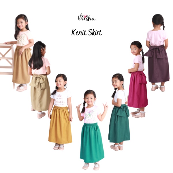 LOVETRISHA Kenit Skirt 2 - Skirt Labuh Pastel Kanak-Kanak Budak Perempuan 0-12 tahun | Muslimah Girl Dress Modest