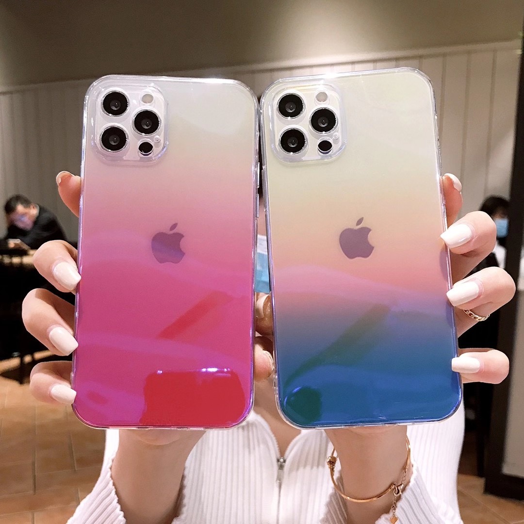 Iphone 12 Pro Max Iphone 12 Mini Iphone 11 Pro Max Iphone 6 6s 7 8 Plus Se Xs Max Xr Cute Blu Ray Casing Case Gradient Pink Blue Glossy Cover Shopee Malaysia