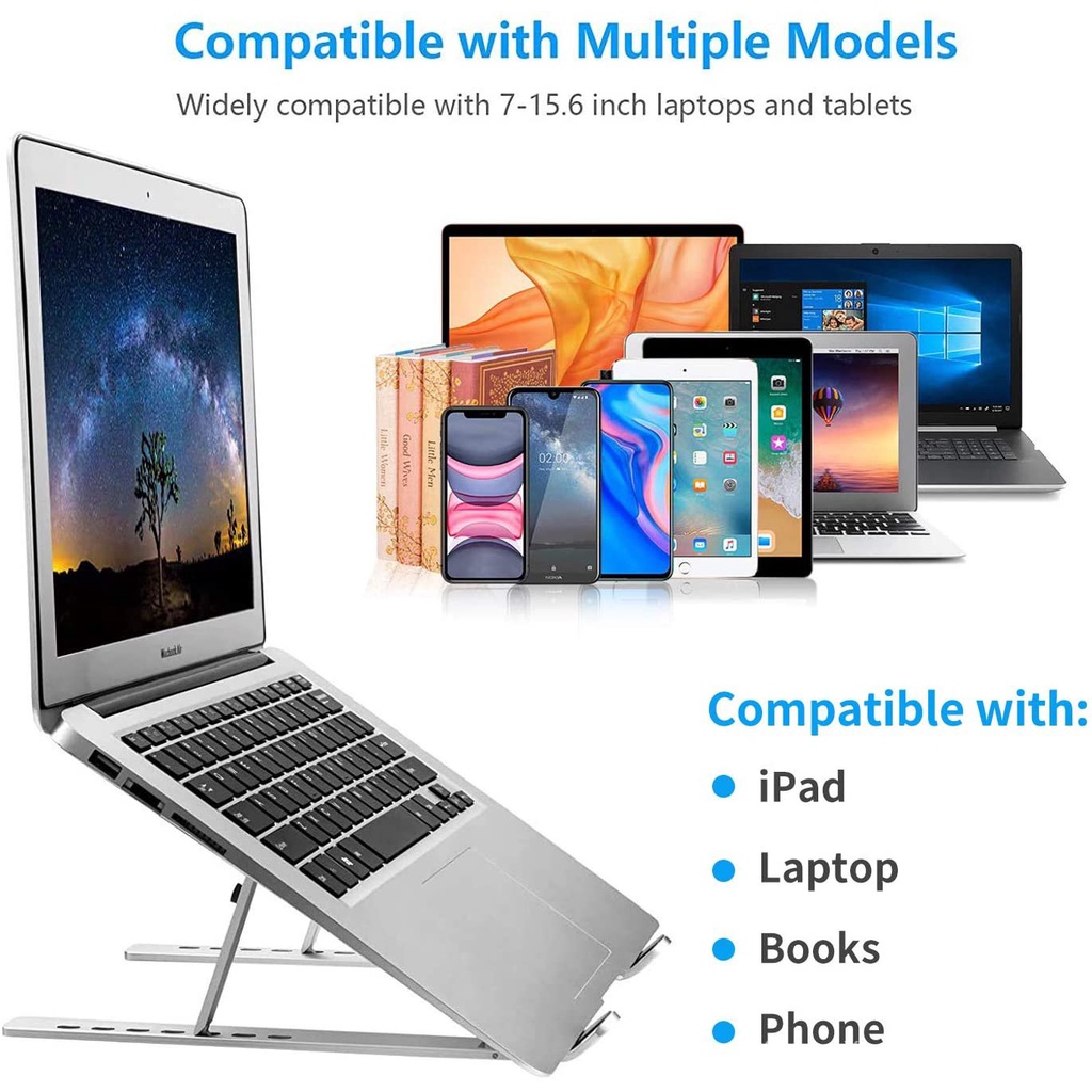 Adjustable Folding Invisible Laptop Computer Stand Invisible Lightweight Laptop Stand fit for laptops up to 15.6” for Tablets Dell Portable Laptop Stand MacBook ASUS 
