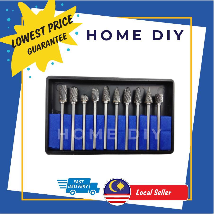 10pcs 6x3mm Tungsten Carbide Alloy Burr Tool/ HRA85 Double Cut Rotary Polish Porting Cutter Tool