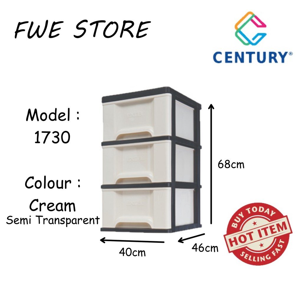 Century 3 Tier Plastic Drawer Cloth Cabinet Storage Cabinet