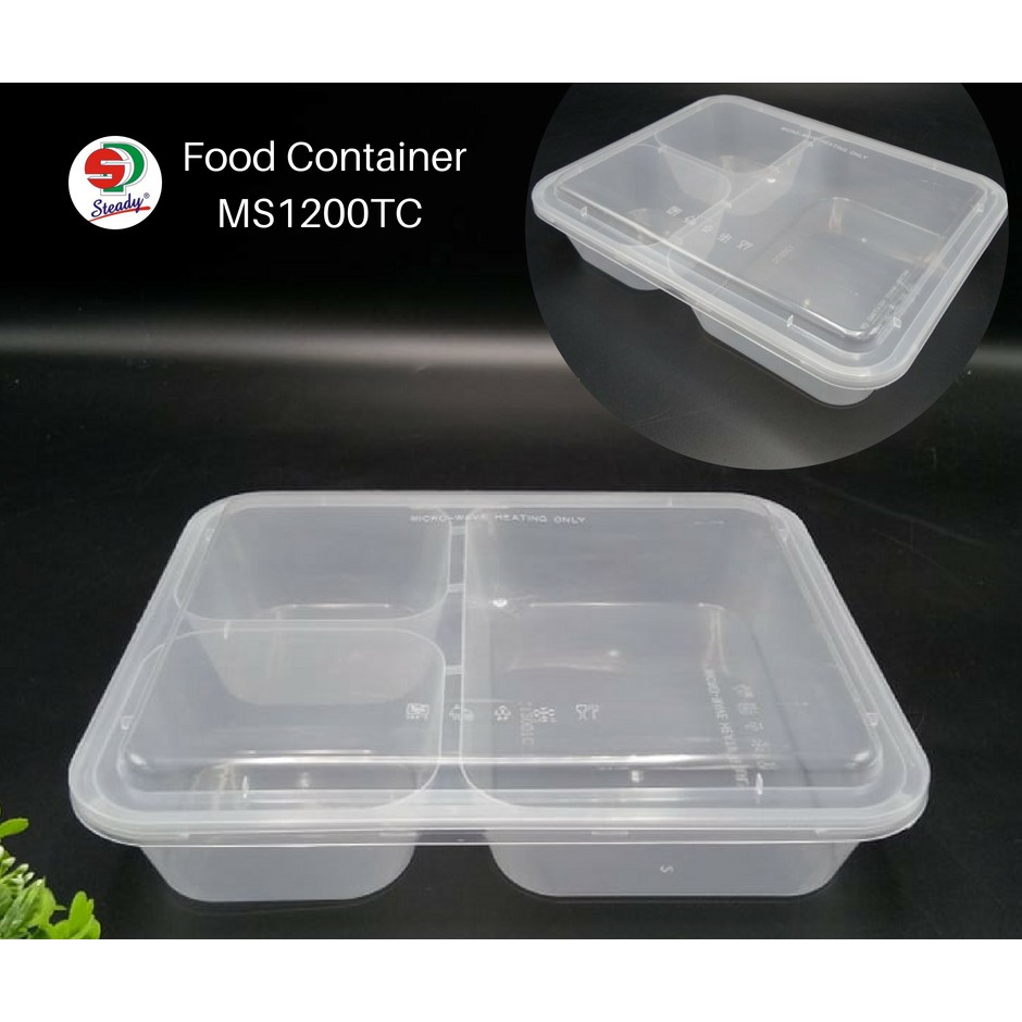 50pcs Plastic Container Ms10ts 3 Compartment Container With Lid Shopee Malaysia