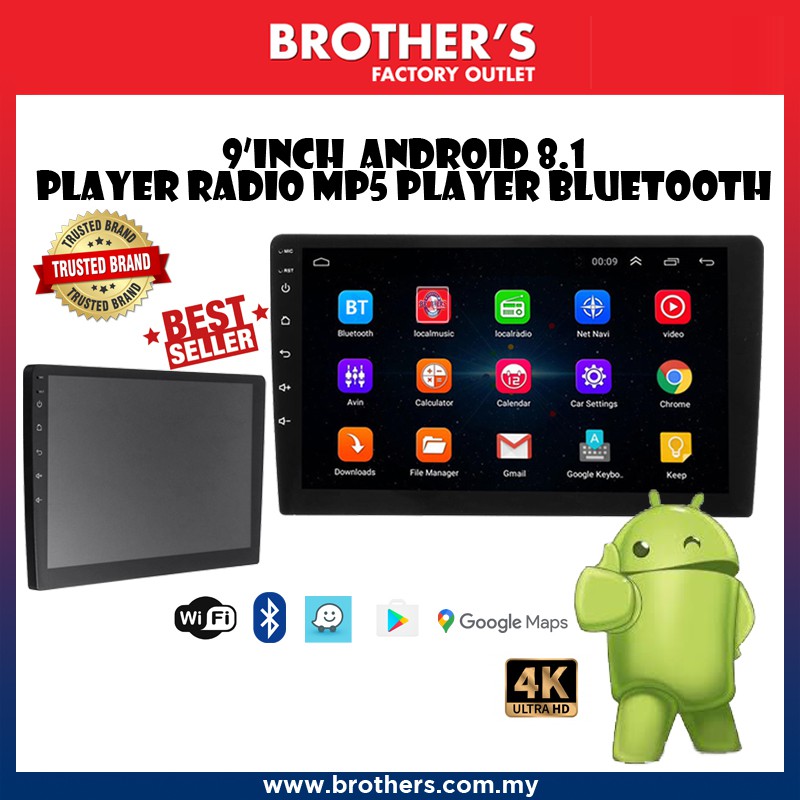 Brothers 9 Inch Android 8 1 Player Radio Mp5 Player Bluetooth Brothers Car Multimedia Players Shopee Malaysia