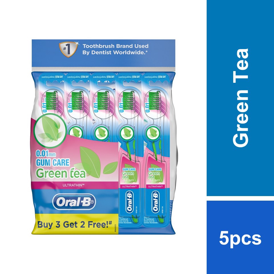 Oral-B UltraThin Gum Care Extra Soft Manual Toothbrush - Green Tea 5s ...