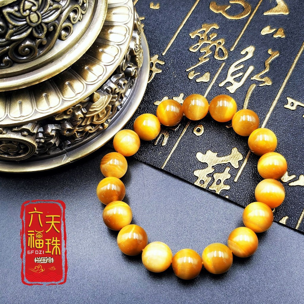 六福天珠 6F Dzi 】金色虎眼石 / 金虎眼石 / 天然虎眼石 Shopee Malaysia