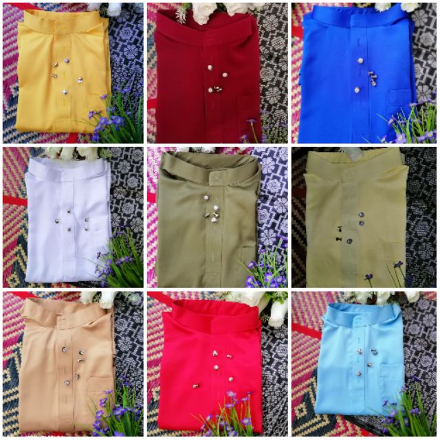  BAJU  MELAYU  BABY  BLUE  MAROON GREY DARK BLUE  MUSTARD DUSTY 