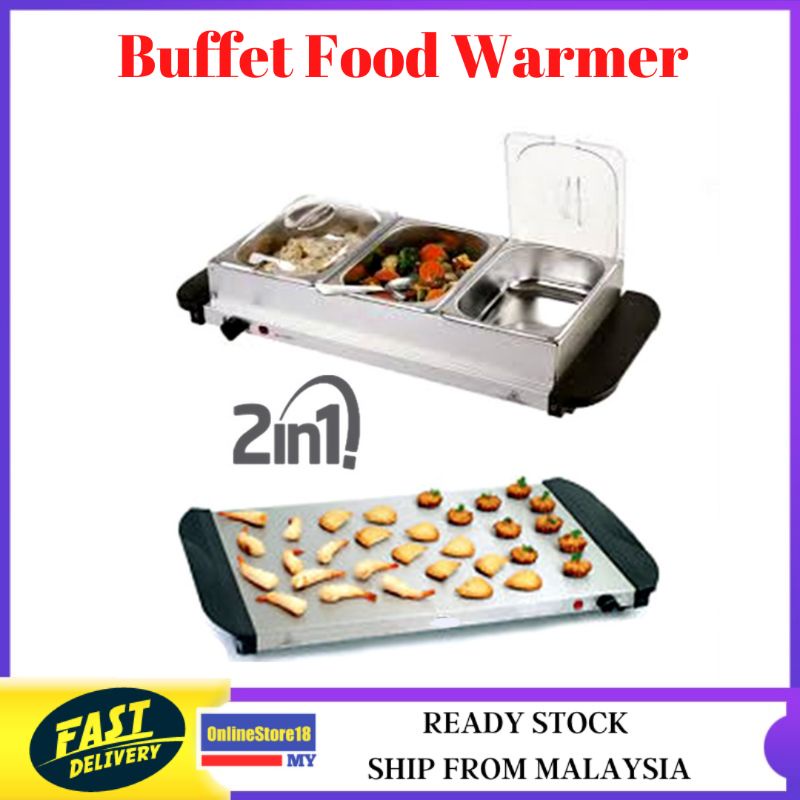 3 Trays Buffet Server Food Warmer Pemanas Buffet