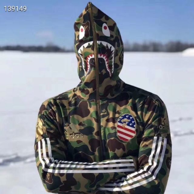 bape x adidas sb shark hoodie black