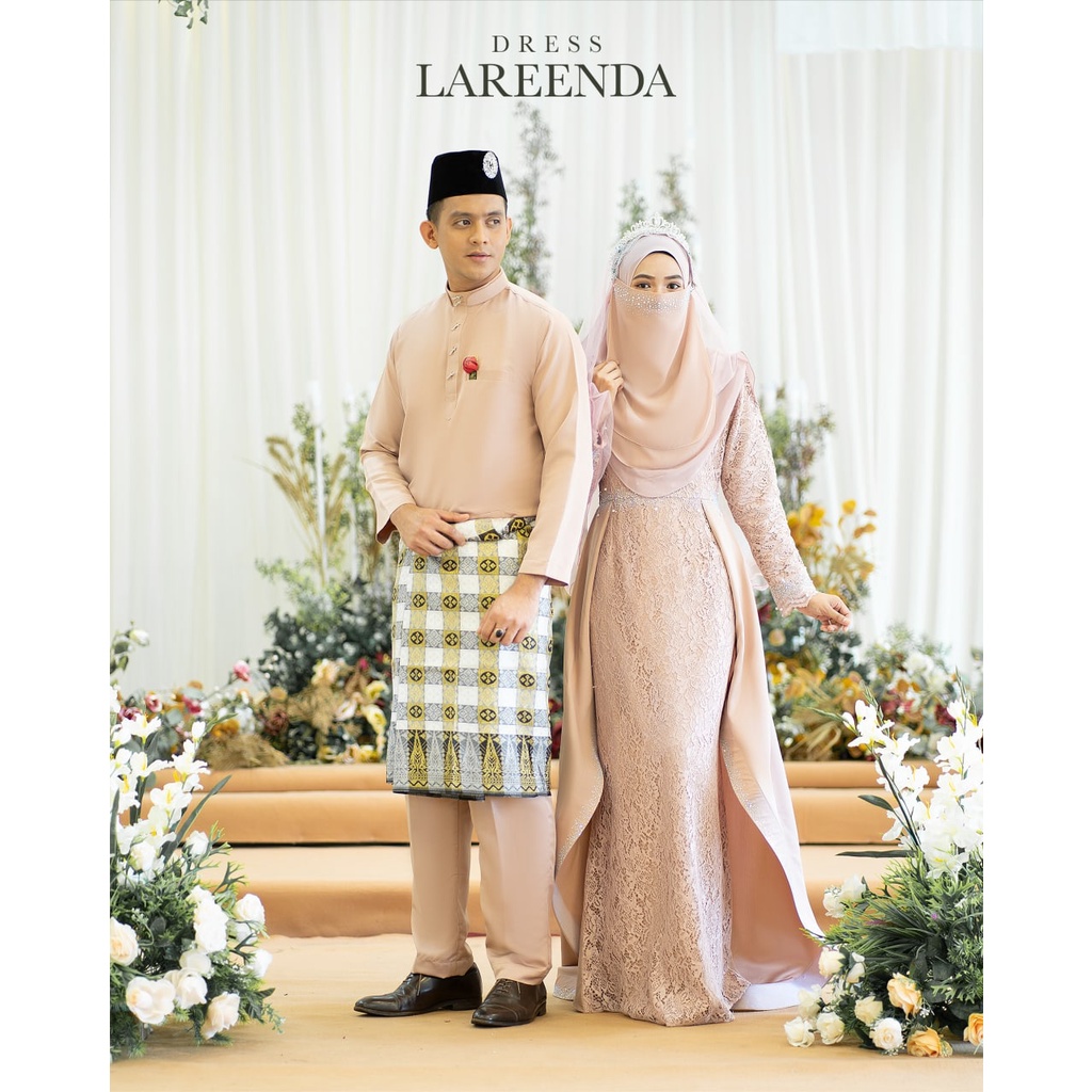 Moff Bridal Set Baju Dress Lareenda In Nude Champagne Nikah Kahwin