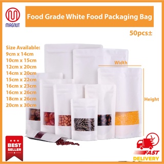 50pcs - White Kraft Paper Zip Lock Bag / Zip Bag / Packaging Bag with Sealable Zipper / Food packaging / Zipper Bag