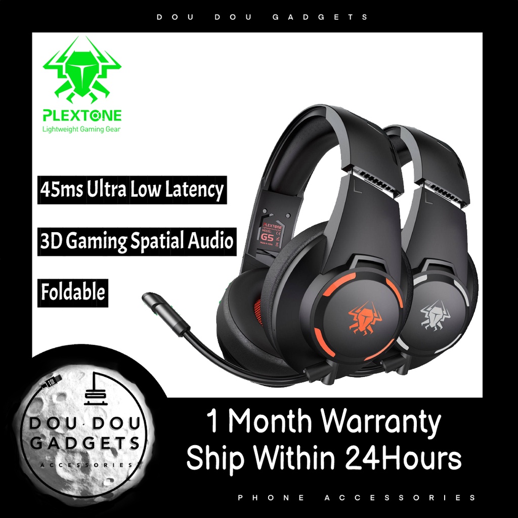 PLEXTONE G5 Foldable Gaming Wireless Headset with Detachable Mic 45ms