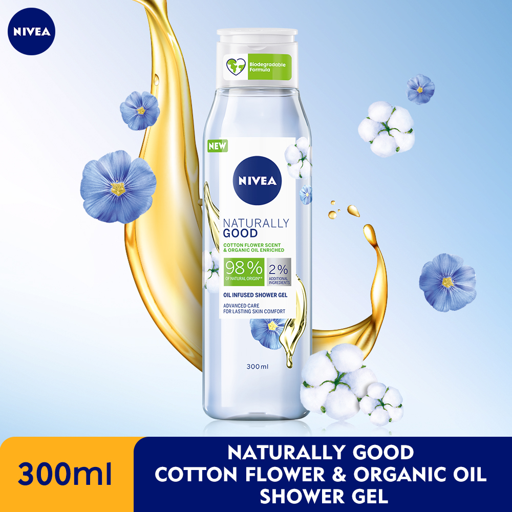 Nivea Naturally Good Cotton Flower Scent & Organic Oil Enriched Shower 300ml