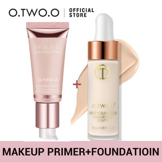 Image of O.TWO.O 2pcs Face Makeup Set Base Primer+ Foundation Perfect Cover Cosmetic Set