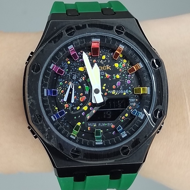 G Shock Custom Ga Tmj Custom Ap Galaxy Black Green G Shock Ap Ga Ap G Shock Steel High