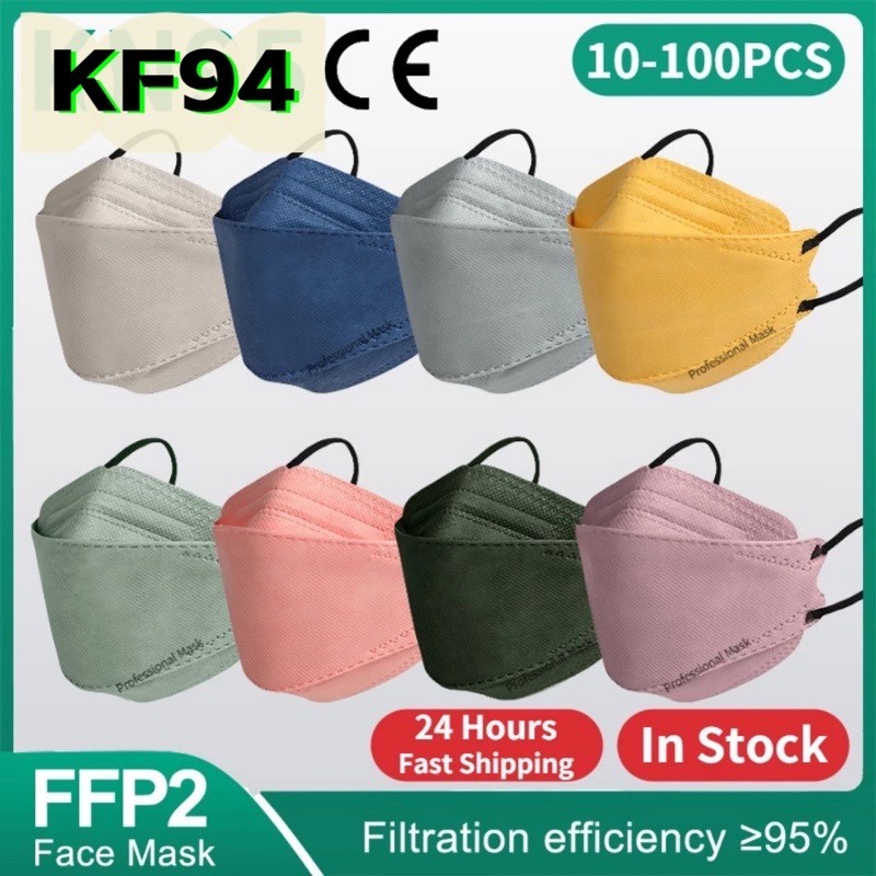 [24HOURS Ship] 4-layer Korean Kf94 Mask White Face Mask Mask Reusable ...