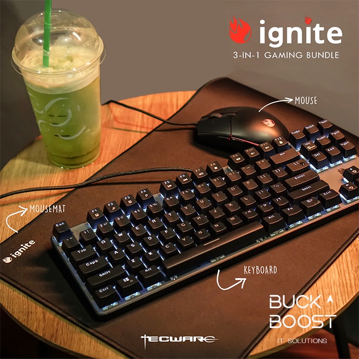 Tecware IGNITE 3-IN-1 GAMING BUNDLE / Mechanical Keyboard + Mouse + Mouse mat