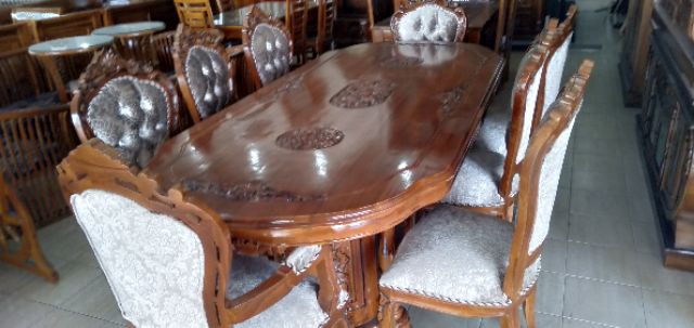 Set Meja Makan Jati 8 Kerusi Berkusyen Shopee Malaysia