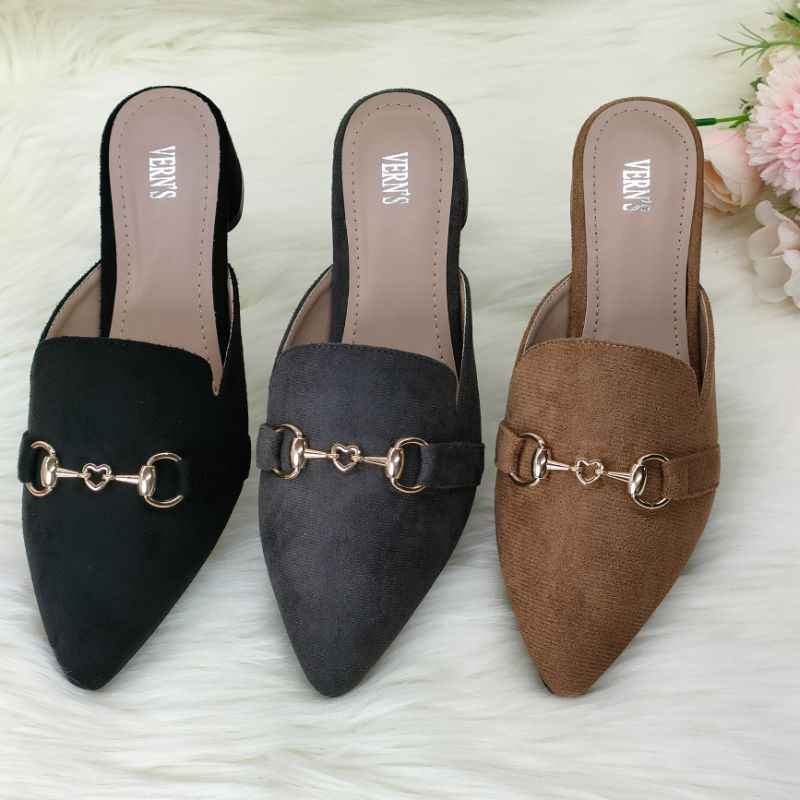 Verns 30005310 /30004510 Woman Pointed Toe Low Heel Half Cover Loafer