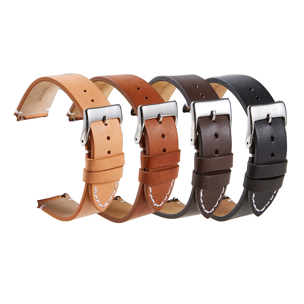 Ultra-thin Quick Release Leather Watchband Bracelet Smart Watch Straps Soft Matte Wristwatch Band(16,20,22,24mm)