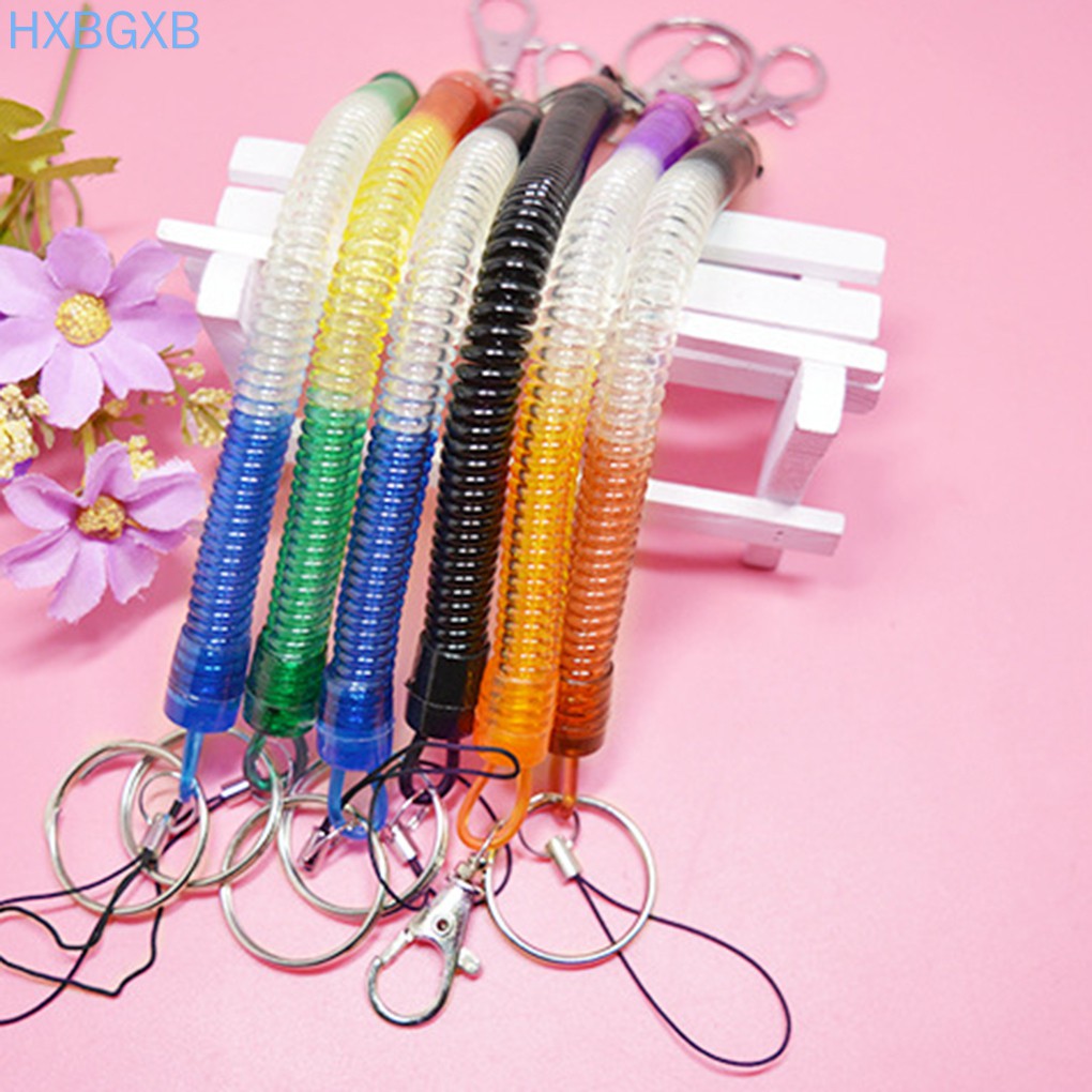 【HXBG】 Wallet Phone Elastic Spring Coiled Plastic Key Chain Clip Key