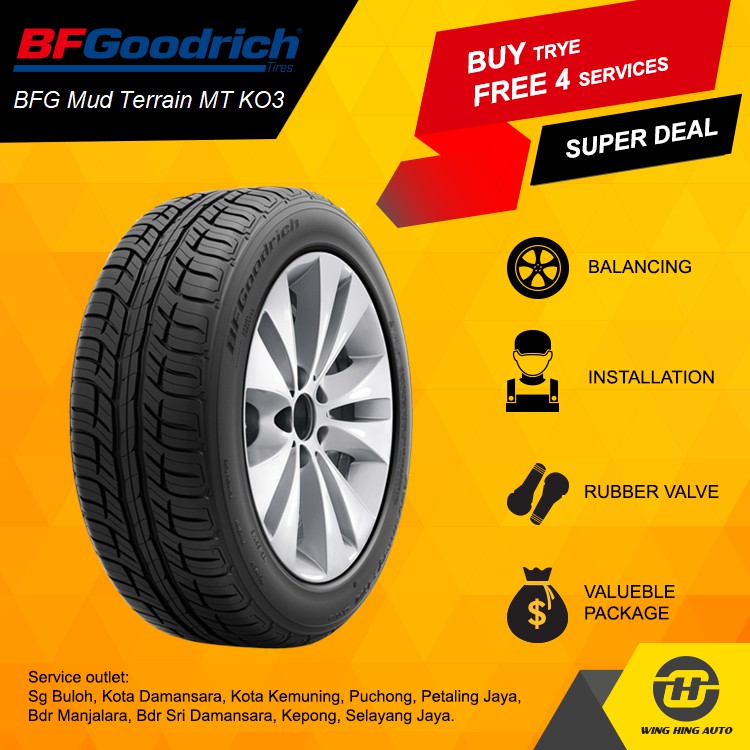 2021 Us Brand Tyre Tire Tayar Bf Goodrich Bfg Mud Terrain Mt T A Km3 Go 15 16 17 18 Inch With Free Installation Shopee Malaysia