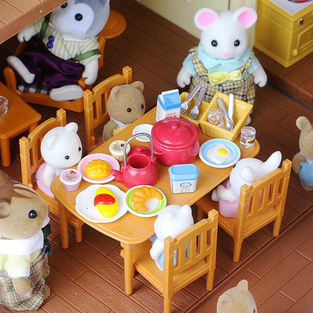 Dollhouse Miniature Furniture Toys Set DIY Forest Family Kids Girls Pretend Play Furniture Toys Gift Christmas Birthday