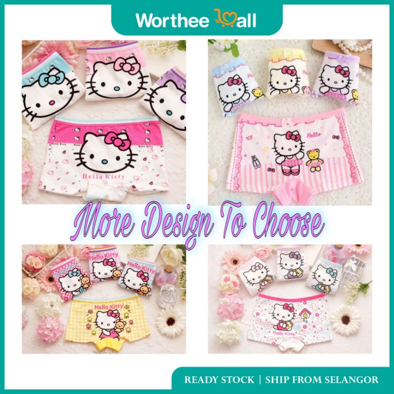 Kitty 3Y 12Y Baby Girl Underwear Cotton Soft Kid Panties Seluar Dalam