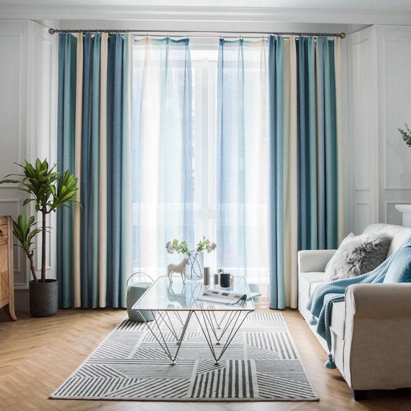 Modern Stripe Curtain For Bedroom Living Room Sliding Glass Door