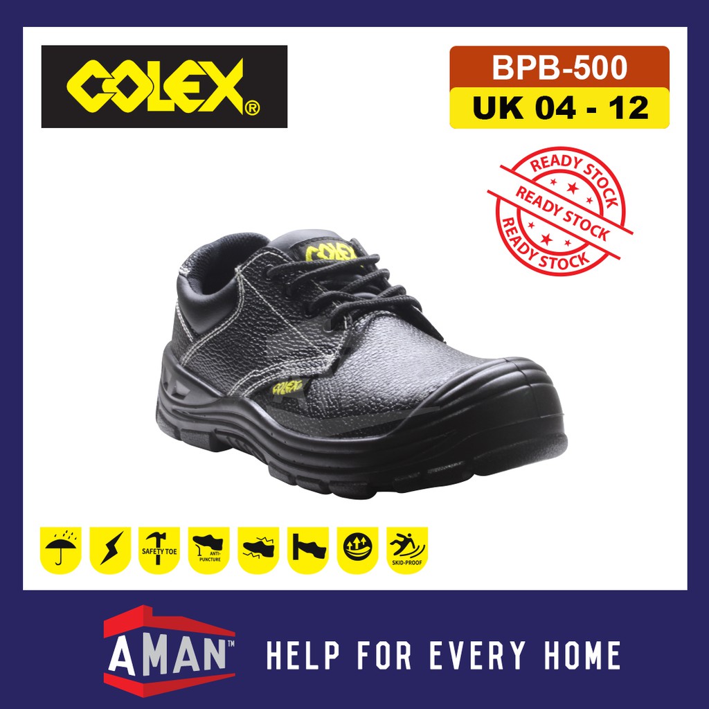 COLEX BPB500 Steel Toe Cap Mid Sole Low Cut Safety Shoes Kasut (Black