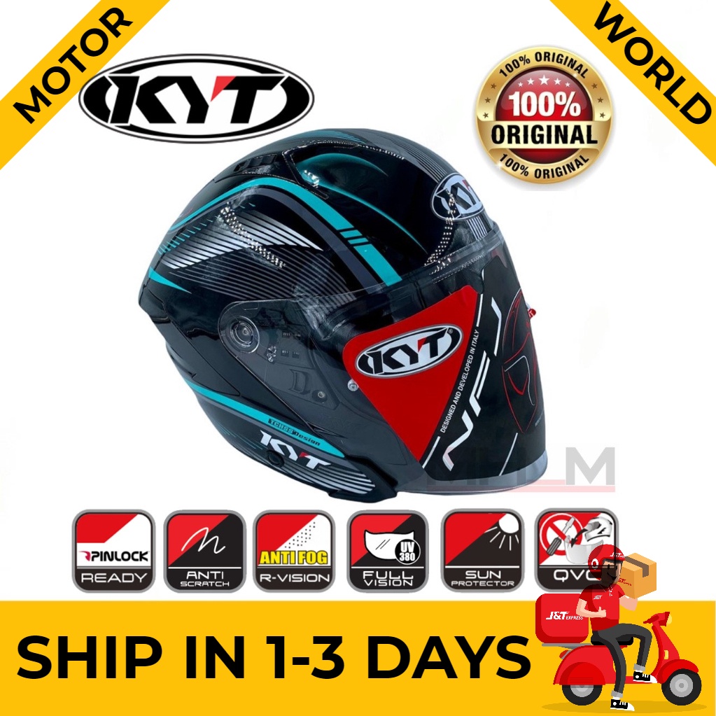 ORIGINAL KYT NFJ RADAR AQUA BLUE DOUBLE VISOR HELMET Shopee Malaysia
