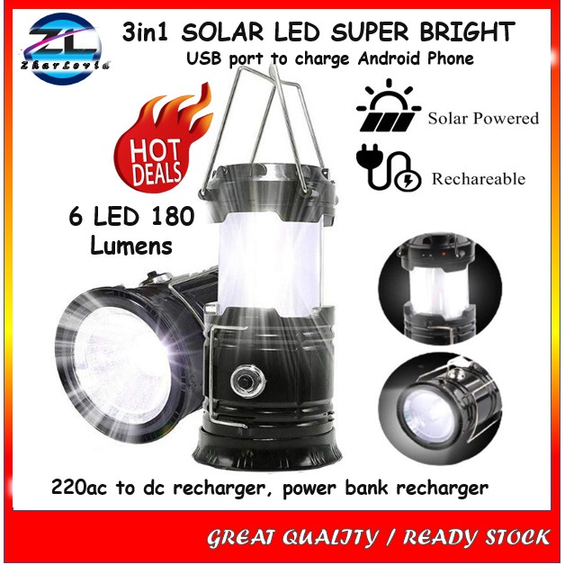 Lampu Super Bright LED Terang Memancing Recharge Solar Camping Equipment Toch Light Cas Fishing Suluh Picit Lighting