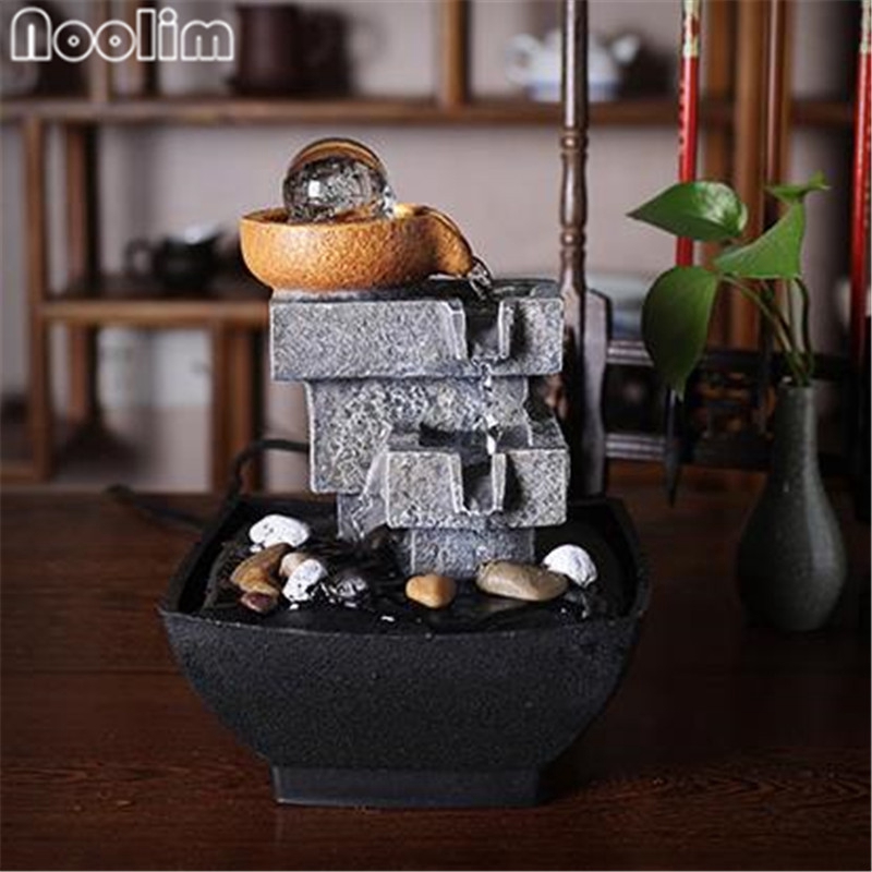 Resin Creative Indoor Feng Shui Turn Water Fountain Desk