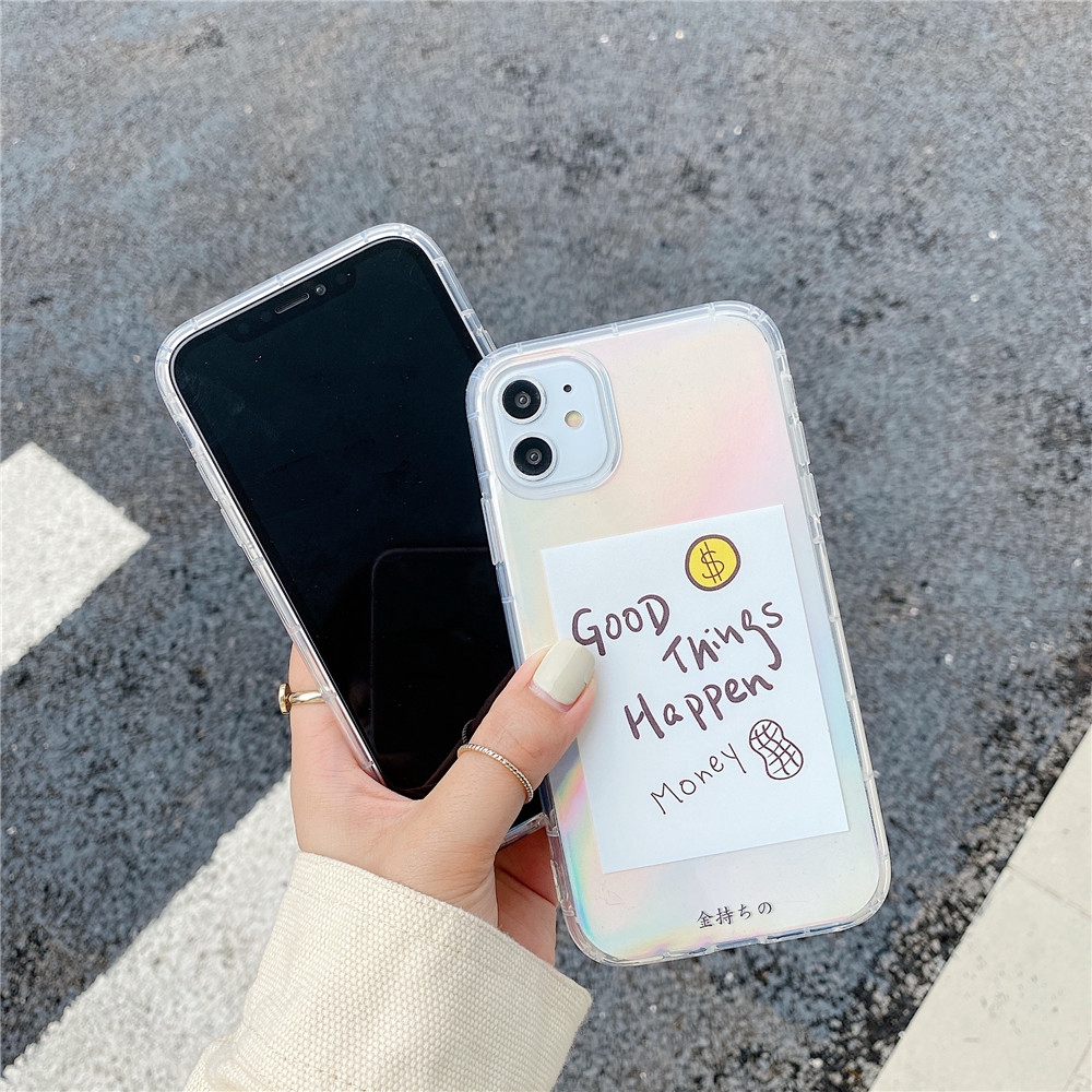 Iphone 11 Pro Xs Max Xr X 7 8 Plus Clear Happy Money W Laser Paper Soft Case Shopee Malaysia