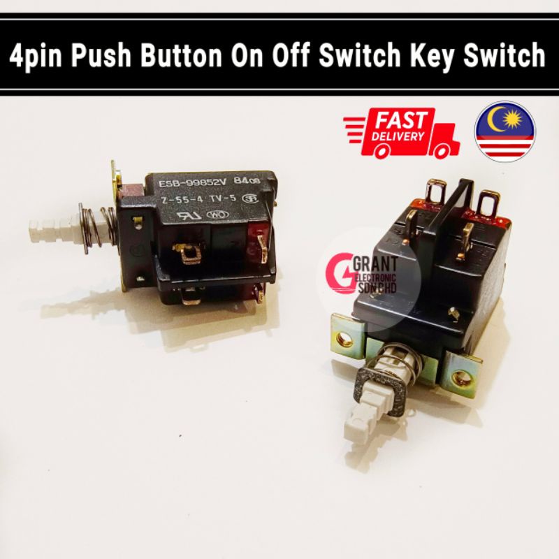 4pin Push Button On Off Switch Latching Power Switch ESB99852V Z554
