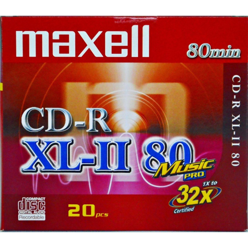 Maxell CD-R Music 32X 5mm 700mb 80min Single Pack 20pcs Slim Case ...