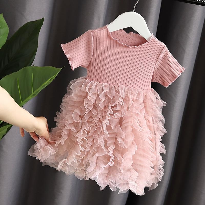 [Local Fast Delivery] Girl Clothing Dress Kids Baby Girl dresses Suit Korean Fashion Cartoon Pink Princess Dress