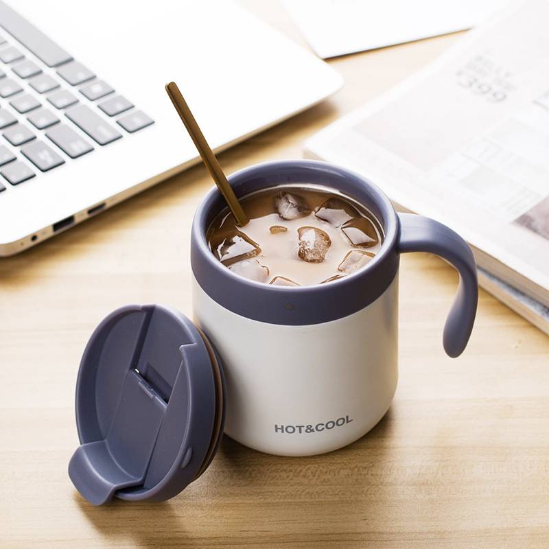 304 Stainless Steel Coffee Thermos Cup Office Tea Mug with Handle Cover Leakproof Heat Preservation Keep Warm