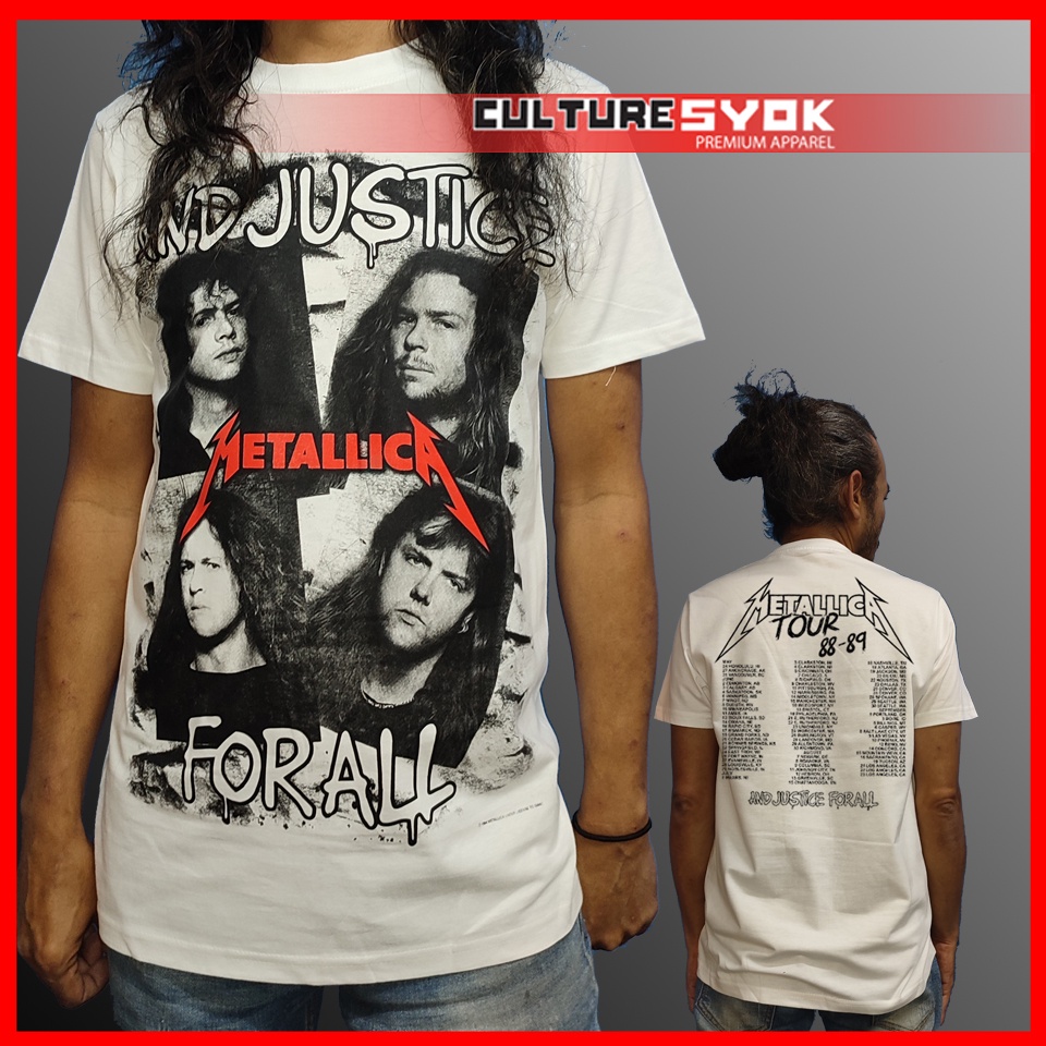 WHITE AND JUSTICE METALLICA Rock T-shirt 100% premium cotton by Culturesyok